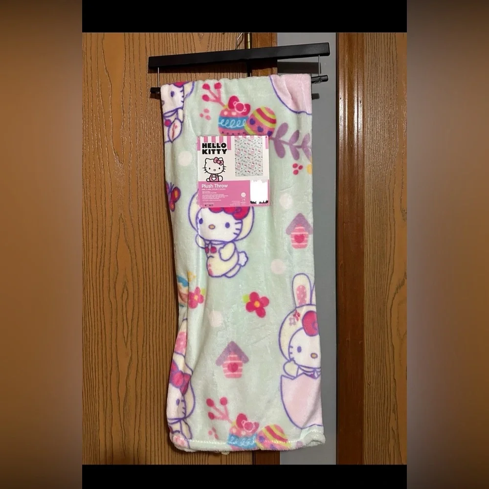 Hello Kitty Easter Egg Bunny Mint Green Throw Blanket NEW!